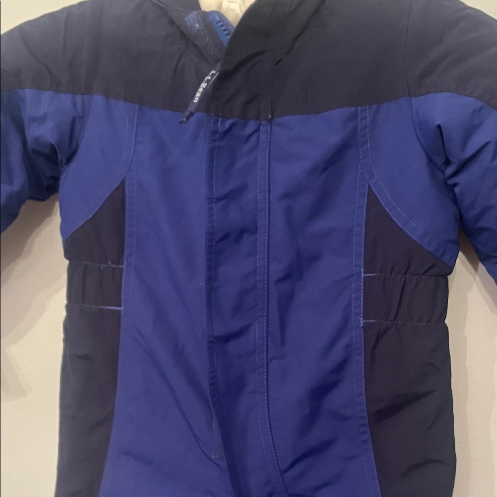 L.L. Bean Blue and Black Toddler Snowsuit Hooded One-Piece (2T) - Picture 3 of 8